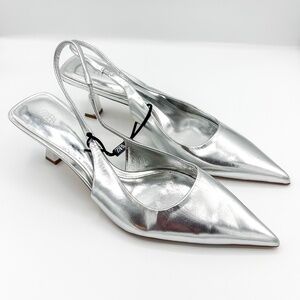 Zara Silver Sling Back Pumps